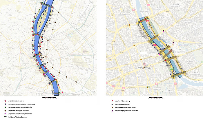 comparison between the riverside spaces in warsaw and budapest